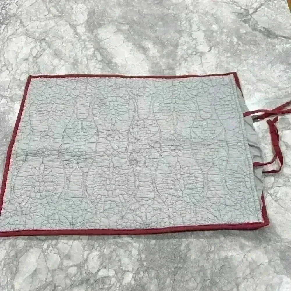 2 World Market Cranberry/Gray Matelassé" Standard Shams - Picture 3 of 4